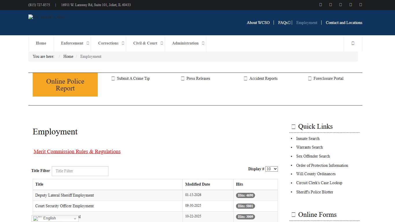 Employment - WC Sheriff's Office