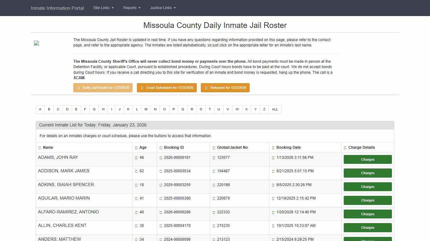 - Missoula County Inmate Information Portal